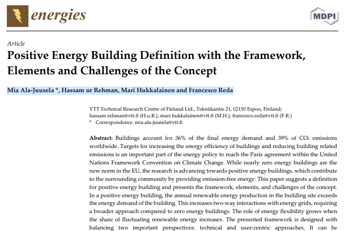 Positive Energy Building Definition with the Framework, Elements and Challenges of the Concept